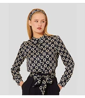 Tara Jarmon Charlotte Woven Floral Print Notch Collar Long Sleeve Button Front Shirt