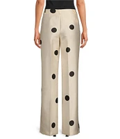 Tara Jarmon Duchess Satin Dotted Print Flat Front Straight Leg Pants