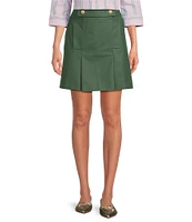 Tara Jarmon Jimmy Woven Gold Button Pleated A-Line Skirt