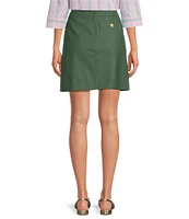 Tara Jarmon Jimmy Woven Gold Button Pleated A-Line Skirt