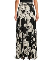 Tara Jarmon Joya Woven Satin Floral Print Maxi A-Line Skirt