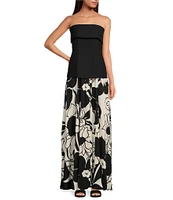 Tara Jarmon Joya Woven Satin Floral Print Maxi A-Line Skirt