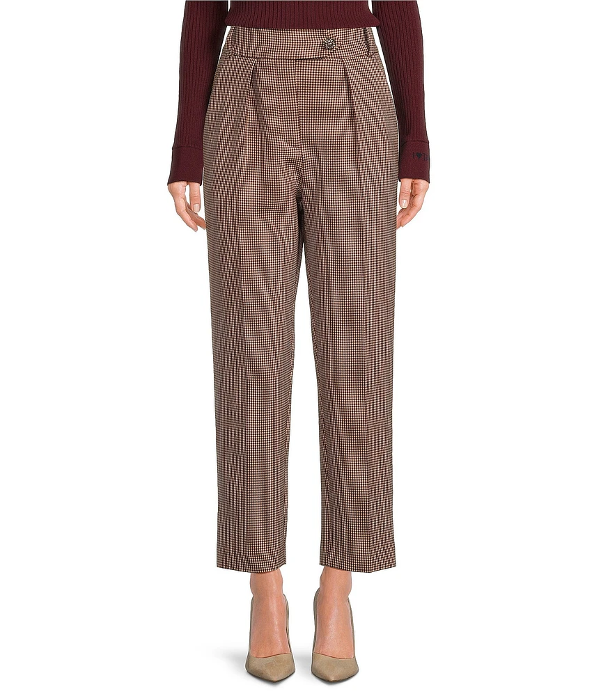 Tara Jarmon Paseo Woven Houndstooth Print Flat Front Pant