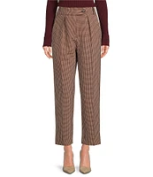 Tara Jarmon Paseo Woven Houndstooth Print Flat Front Pant