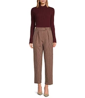 Tara Jarmon Paseo Woven Houndstooth Print Flat Front Pant