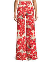 Tara Jarmon Primavera Linen Blend Floral Print Flat Front Straight Leg Pants