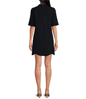 Tara Jarmon Rayme Woven Round Neck Short Sleeve Scallop Hem Dress