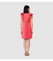 Tara Jarmon Remarquable Satin V-Neck Sleeveless Bow Shoulder Dress