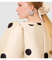 Tara Jarmon Romina Dot Print V-Neck Short Puff Sleeves Dress