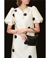 Tara Jarmon Romina Dot Print V-Neck Short Puff Sleeves Dress