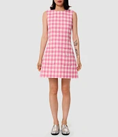 Tara Jarmon Russel Woven Gingham Round Neck Sleeveless A-Line Dress