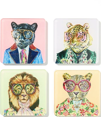 Tart by Taylor Big Cats Acrylic Coasters, Set of 4