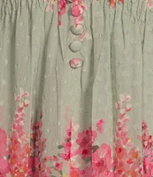 Taylor Floral V-Neck Smock Waist Elbow Length Sleeve Maxi Dress