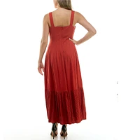 Taylor Square Neck Sleeveless Ruddle Hem Side Pocket Drop Waist Maxi Dress