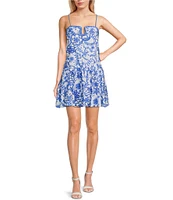TCEC Floral Print Sleeveless Drop Waist Dress