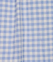 TCEC Gingham Square Neck Smocked Bodice Midi Dress