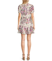 TCEC Paisley Scalloped Lace Short Sleeve V-Neck Dress