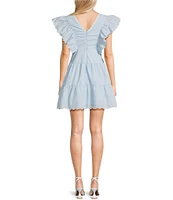 TCEC Ruffle Sleeve Bow Mini Dress