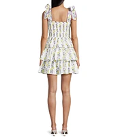 TCEC Sleeveless Floral Printed Tie-Shoulder Fit-And-Flare Dress