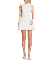 TCEC Sleeveless Knit-To-Woven Bubble Hem Fit-And-Flare Dress