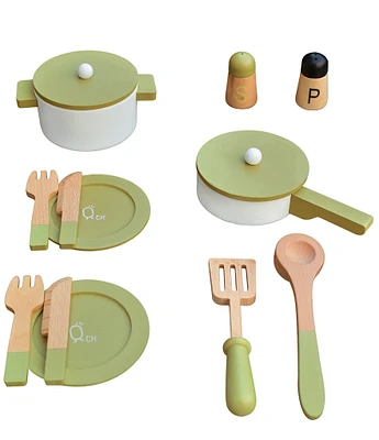 Teamson Kids Little Chef Frankfort Wooden Cookware Play Kitchen 14-Piece Set