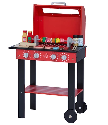 Teamson Kids Little Helper Backyard BBQ Grill Playset with 26 Cooking Accessories