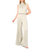 Ted Baker London Charmeuse Mock Neck Sleeveless Back Tie Blouse