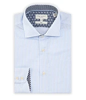 Ted Baker London Corris Stretch Slim Fit Spread Collar Textured Stripe Dress Shirt