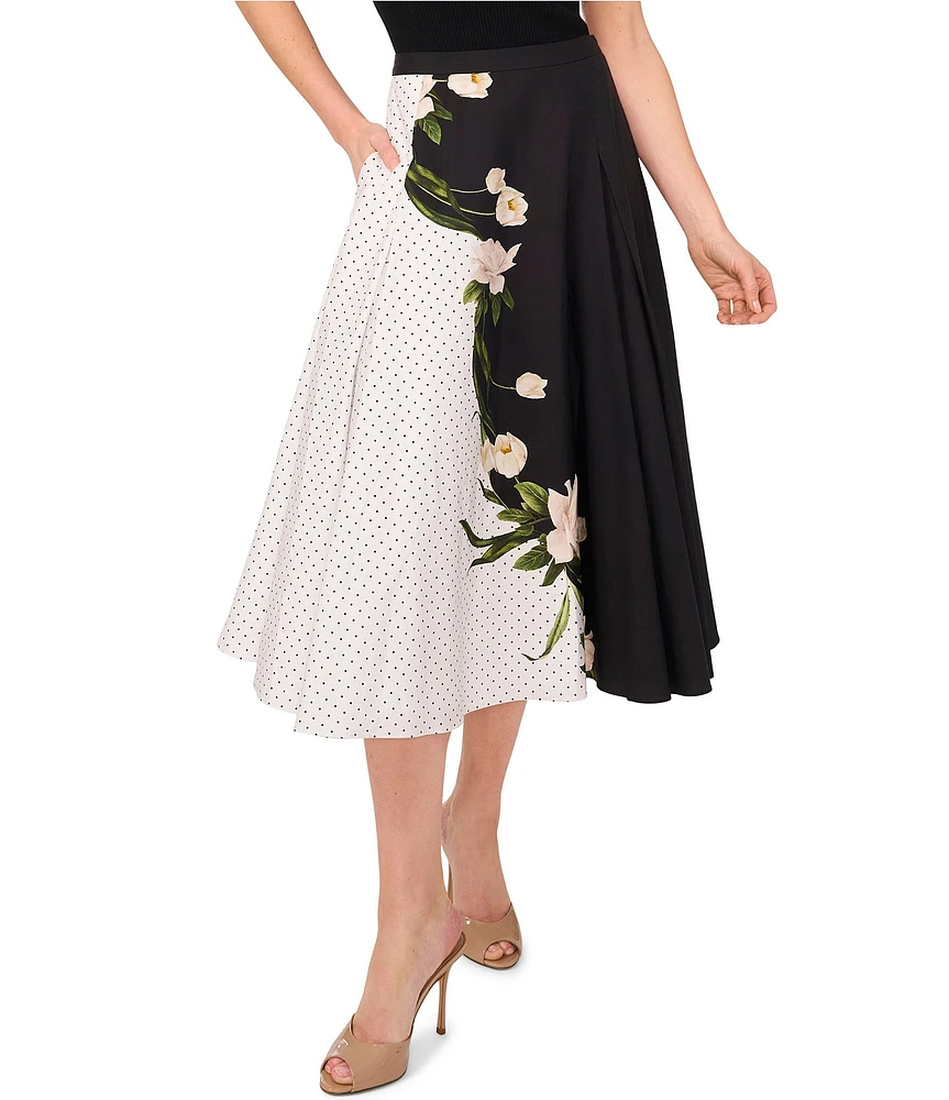 Ted Baker London Floral Polka Dot A-Line Midi Skirt