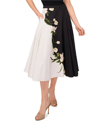 Ted Baker London Floral Polka Dot A-Line Midi Skirt