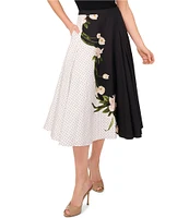 Ted Baker London Floral Polka Dot A-Line Midi Skirt