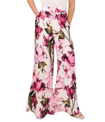 Ted Baker London Floral Satin High Rise Coordinating Wide Leg Pants