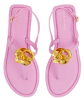 Ted Baker London Harper Rose Leather Thong Sandals