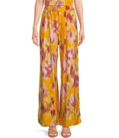 Ted Baker London Hitako Woven Abstract Print Pocketed Wide Leg Coordinating Trouser Pants