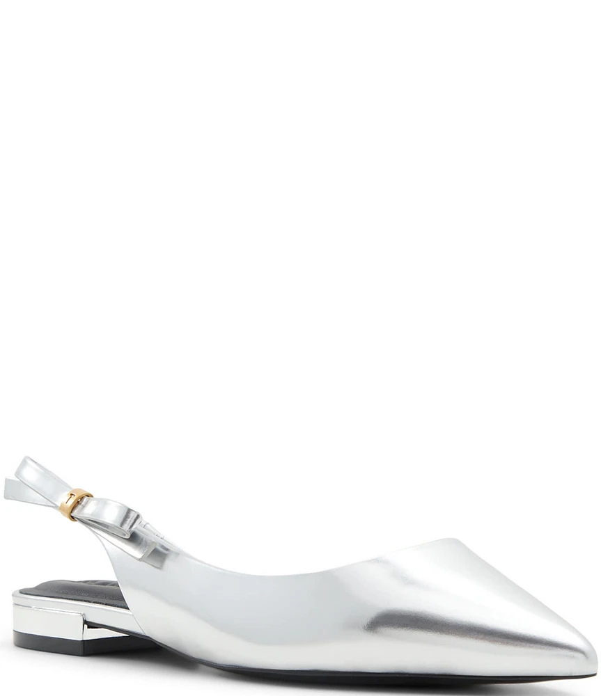 Ted Baker London Jane Bow Metallic Leather Slingback Flats