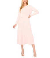 Ted Baker London Ribbed Pointelle Scallop Round Neck Long Sleeve Cardigan