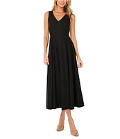 Ted Baker London V-Neck Sleeveless Pleated A-Line Maxi Dress