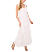 Ted Baker London V-Neck Sleeveless Pleated A-Line Maxi Dress