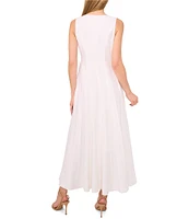 Ted Baker London V-Neck Sleeveless Pleated A-Line Maxi Dress