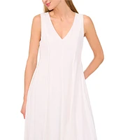 Ted Baker London V-Neck Sleeveless Pleated A-Line Maxi Dress
