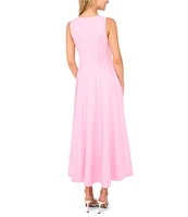 Ted Baker London V-Neck Sleeveless Pleated A-Line Maxi Dress