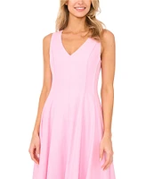 Ted Baker London V-Neck Sleeveless Pleated A-Line Maxi Dress