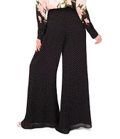 Ted Baker London Viscose Chiffon Polka Dot Print High Rise Wide Leg Pants