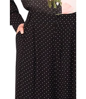 Ted Baker London Viscose Chiffon Polka Dot Print High Rise Wide Leg Pants