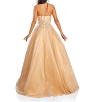 Terani Couture Beaded Shimmer Strapless Sleeveless Tulle Ball Gown