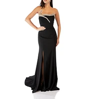 Terani Couture Beaded Trim Strapless Mermaid Gown