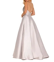 Terani Couture Sleeveless One Shoulder Beaded Strap Back Detail Ball Gown