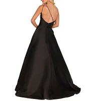 Terani Couture Sleeveless One Shoulder Beaded Strap Back Detail Ball Gown