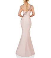 Terani Couture One Shoulder Sleeveless Beaded Gown