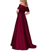 Terani Couture Pleated Off-the-Shoulder A-Line Gown